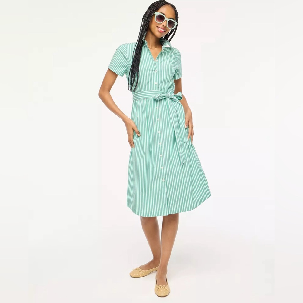 J.Crew Striped short-sleeve midi shirtdress sz 10 NWT